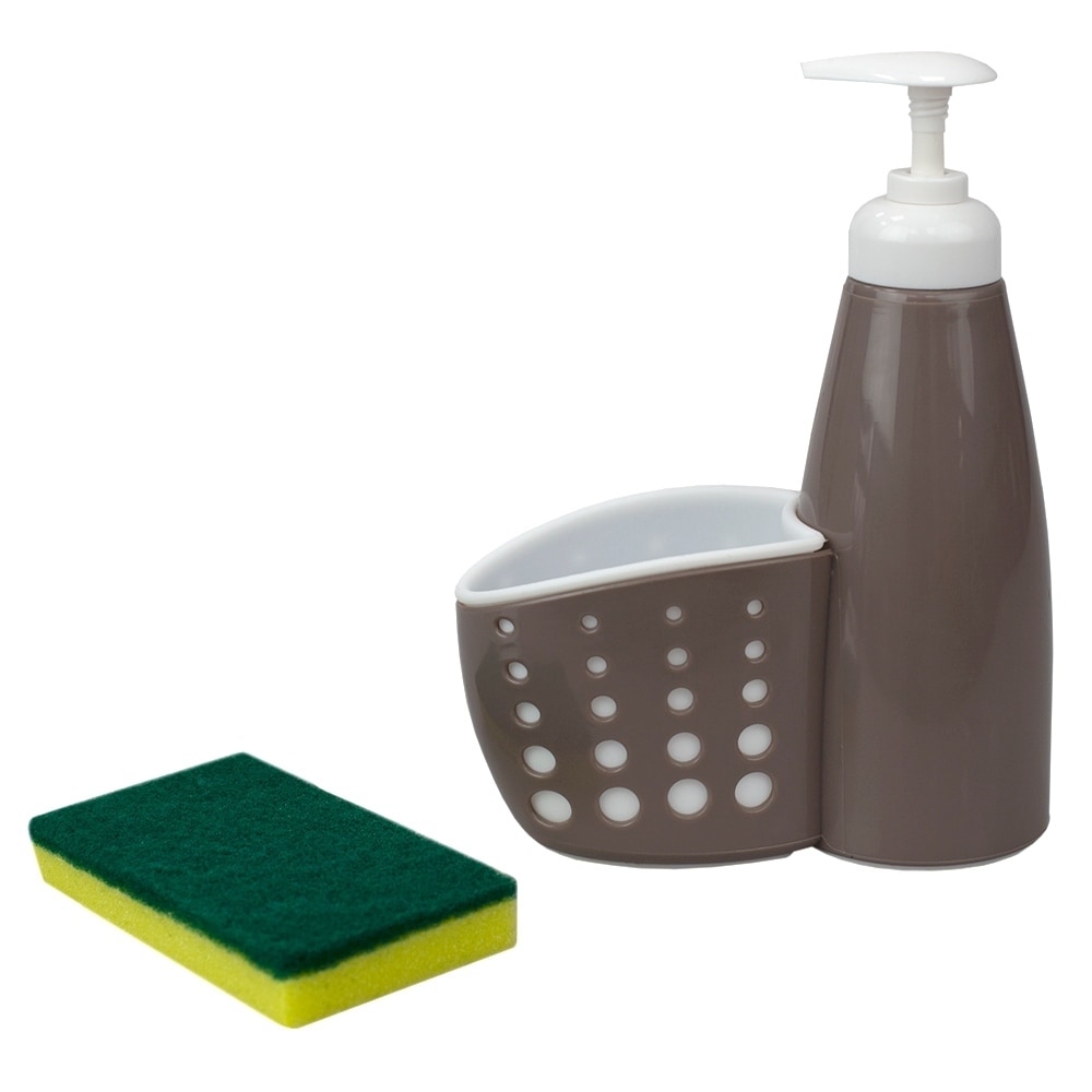 Soap Dispenser with Sponge Holder, Grey - On Sale - Bed Bath