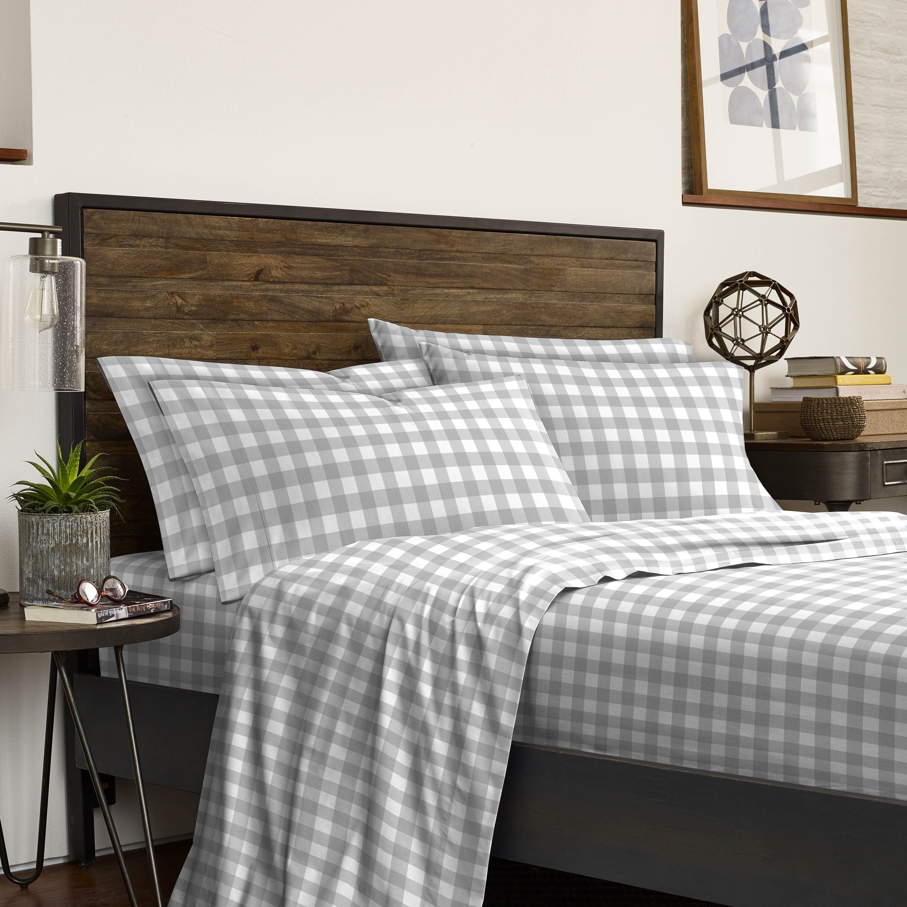 Izod Buffalo Check Gray 6 Piece Bed Sheet Set 2 Extra Izod Buffalo Check Gray 6 Piece