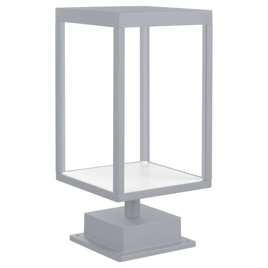 Reveal 1-light Satin Gray LED Outdoor Rectangular Pier Mount, Clear Glass