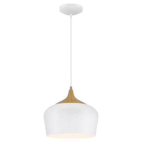 Blend 1-light Black with Wood Grain Pendant