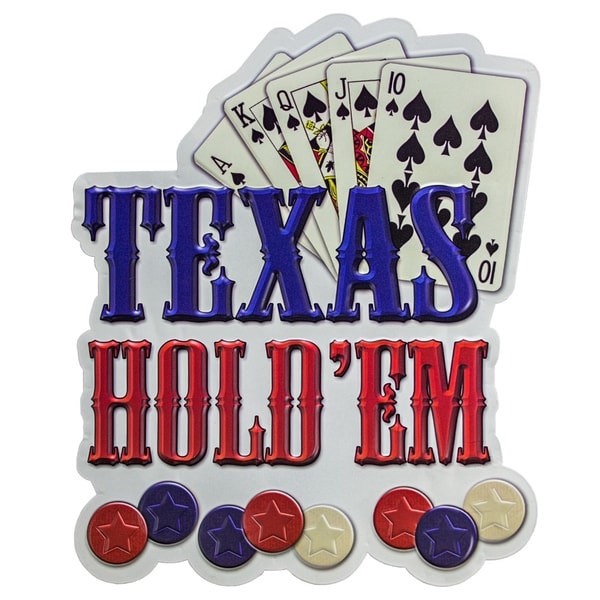 Texas Hold'em Embossed Metal Wall Decor Sign