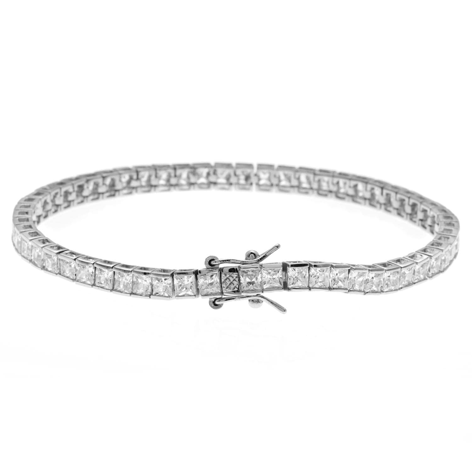Princess Cut Cz Tennis Bracelet 5 94ct Gold Silver Overlay By Princess Cut Cz Tennis Bracelet 5 94ct