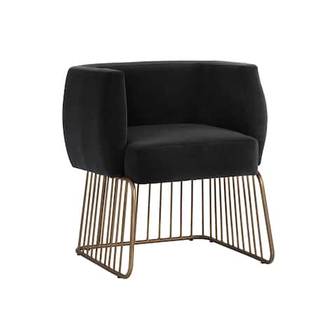 Sunpan Directions 103526 Gala Dining Chair - Antique Brass - Shadow Grey Fabric