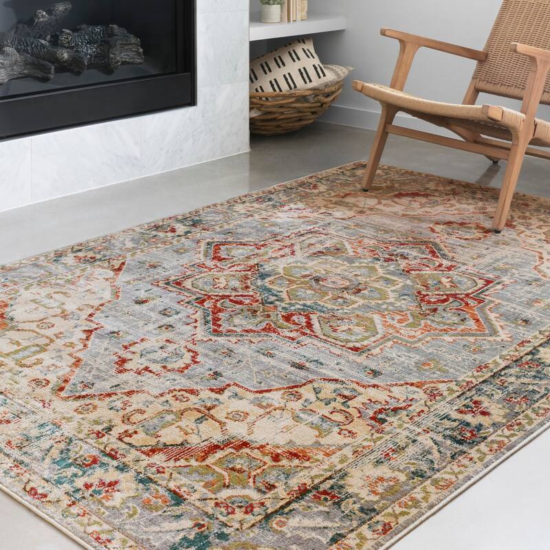 Alexander Home Karla Traditional Area Rug - 5' x 7'3" - Oatmeal/Multi - Rectangle