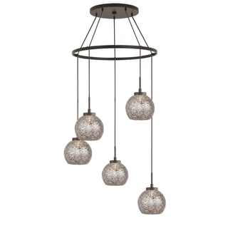 Woodbridge Lighting 13328MEB-M00 Elliptic Ball 5-light Pendant Chandelier (Mosaic Mirror) - Chandeliers For Bedrooms by Overstock.com