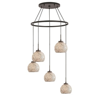 Woodbridge Lighting 13328MEB-M00 Elliptic Ball 5-light Pendant Chandelier (Mosaic White) - Chandeliers For Bedrooms by Overstock.com