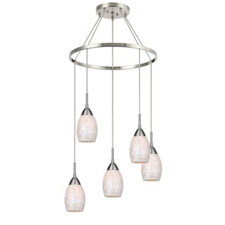 Woodbridge Lighting 13228STN-C2040 Venezia 5-light Pendant Chandelier (Pearl) - Chandeliers For Bedrooms by Overstock.com