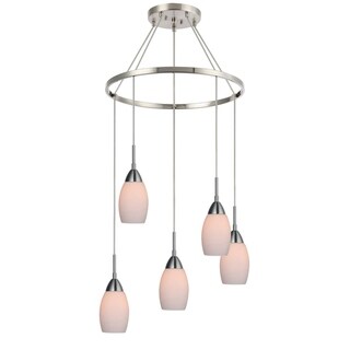 Woodbridge Lighting 13228STN-C2040 Venezia 5-light Pendant Chandelier (Etched Opal) - Chandeliers For Bedrooms by Overstock.com