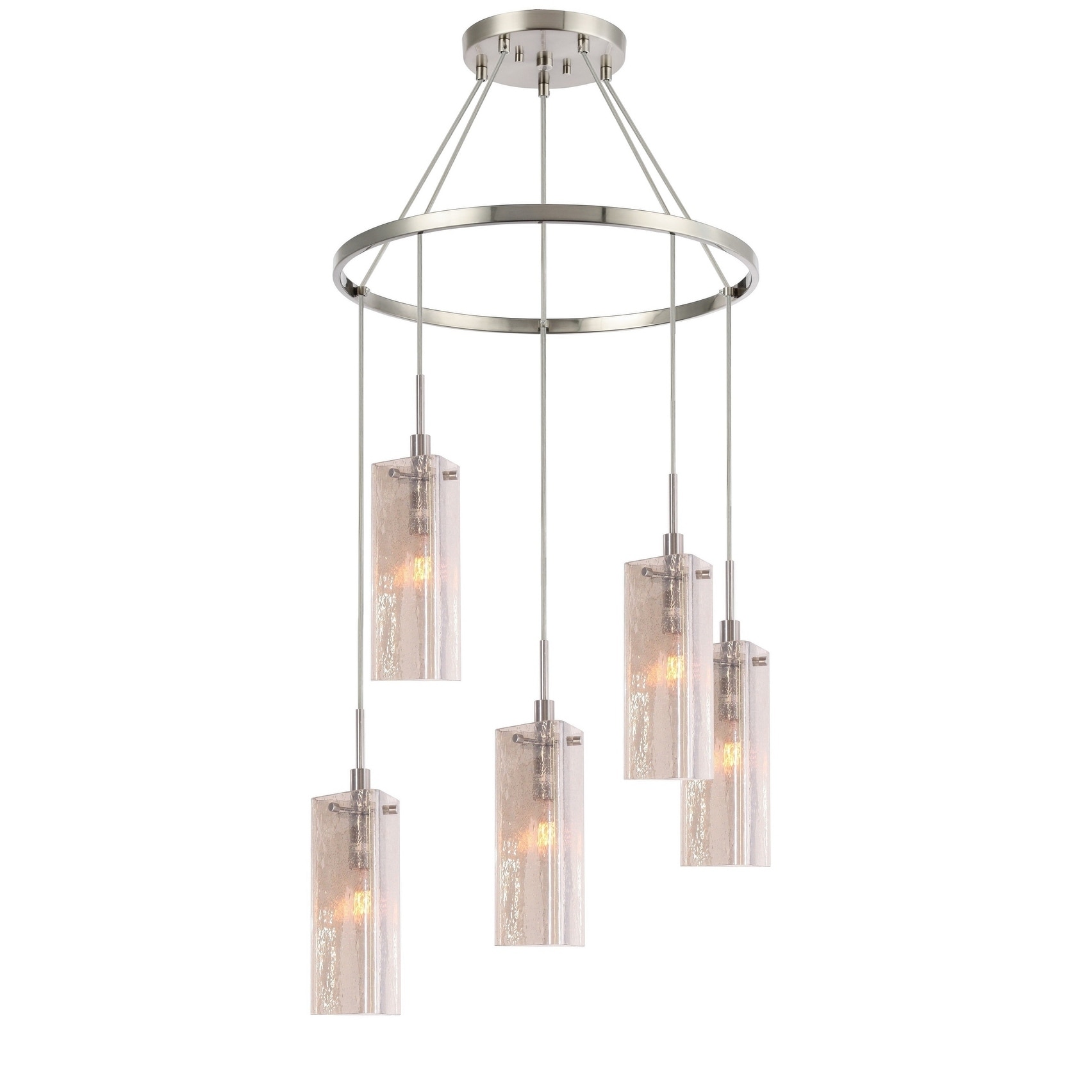 Woodbridge Lighting 13428STN-C40432 Tube 5-light Pendant Chandelier - Chandeliers For Bedrooms by Overstock.com