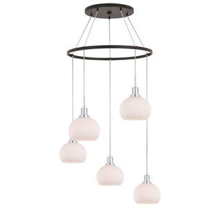 Woodbridge Lighting 17828CHZ Austin 5-light Pendant Chandelier (Opal Ball) - Chandeliers For Bedrooms by Overstock.com