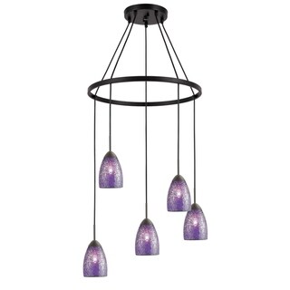 Woodbridge Lighting 13228MEB-M20 Venezia 5-light Pendant Chandelier (Mosaic Purple) - Chandeliers For Bedrooms by Overstock.com