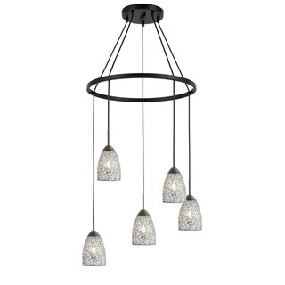 Woodbridge Lighting 13228MEB-M20 Venezia 5-light Pendant Chandelier (Mosaic Clear) - Chandeliers For Bedrooms by Overstock.com
