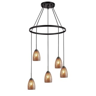 Woodbridge Lighting 13228MEB-M20 Venezia 5-light Pendant Chandelier (Mosaic Amber) - Chandeliers For Bedrooms by Overstock.com