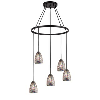 Woodbridge Lighting 13228MEB-M20 Venezia 5-light Pendant Chandelier (Mosaic Multi-colored) - Chandeliers For Bedrooms by Overstock.com