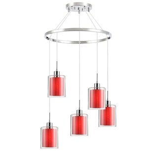 Woodbridge Lighting 14728CHR Alaina 5-light Pendant Chandelier (Red Pleated Fabric) - Chandeliers For Bedrooms by Overstock.com
