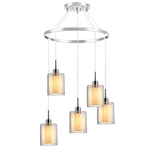Woodbridge Lighting 14728CHR Alaina 5-light Pendant Chandelier (White Pleated Fabric) - Chandeliers For Bedrooms by Overstock.com