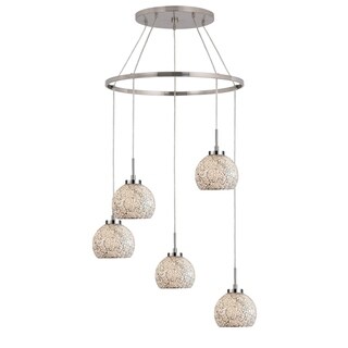 Woodbridge Lighting 13328STN-M00 Elliptic Ball 5-light Pendant Chandelier (Mosaic White) - Chandeliers For Bedrooms by Overstock.com