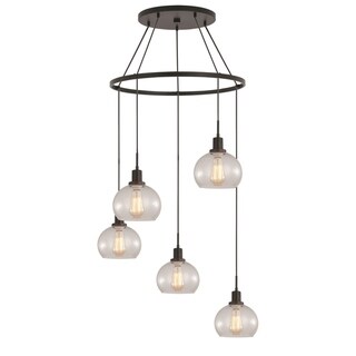 Woodbridge Lighting 17828MEB Austin 5-light Pendant Chandelier (Clear Seedy Ball) - Chandeliers For Bedrooms by Overstock.com
