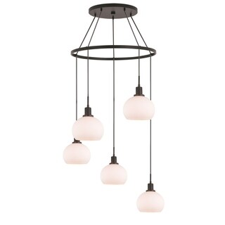 Woodbridge Lighting 17828MEB Austin 5-light Pendant Chandelier (Opal Ball) - Chandeliers For Bedrooms by Overstock.com