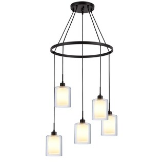 Woodbridge Lighting 14728MEB Alaina 5-light Pendant Chandelier (Opal) - Chandeliers For Bedrooms by Overstock.com