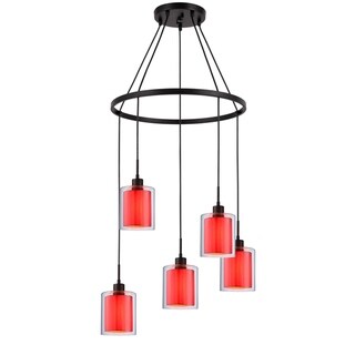 Woodbridge Lighting 14728MEB Alaina 5-light Pendant Chandelier (Red Pleated Fabric) - Chandeliers For Bedrooms by Overstock.com
