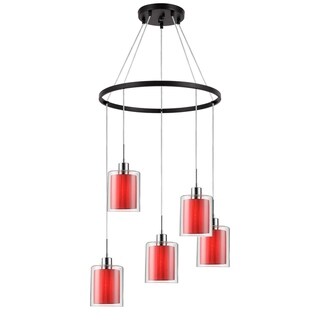 Woodbridge Lighting 14728CHZ Alaina 5-light Pendant Chandelier (Red Pleated Fabric) - Chandeliers For Bedrooms by Overstock.com