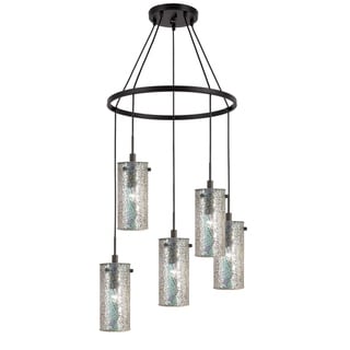 Woodbridge Lighting 13428MEB-M10 Tube 5-light Pendant Chandelier (Mosaic Iridescent) - Chandeliers For Bedrooms by Overstock.com