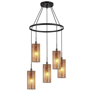 Woodbridge Lighting 13428MEB-M10 Tube 5-light Pendant Chandelier (Mosaic Amber) - Chandeliers For Bedrooms by Overstock.com