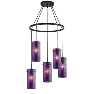 Woodbridge Lighting 13428MEB-M10 Tube 5-light Pendant Chandelier (Mosaic Purple) - Chandeliers For Bedrooms by Overstock.com