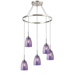 Woodbridge Lighting 13228STN-M20 Venezia 5-light Pendant Chandelier (Mosaic Purple) - Chandeliers For Bedrooms by Overstock.com