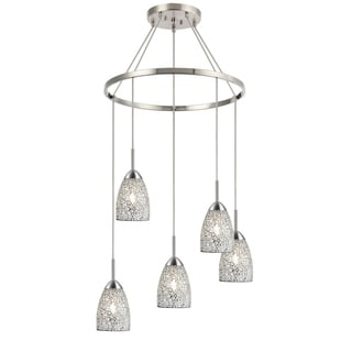 Woodbridge Lighting 13228STN-M20 Venezia 5-light Pendant Chandelier (Mosaic White) - Chandeliers For Bedrooms by Overstock.com