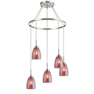 Woodbridge Lighting 13228STN-M20 Venezia 5-light Pendant Chandelier (Mosaic Red) - Chandeliers For Bedrooms by Overstock.com