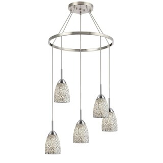 Woodbridge Lighting 13228STN-M20 Venezia 5-light Pendant Chandelier (Mosaic Clear) - Chandeliers For Bedrooms by Overstock.com