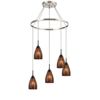 Woodbridge Lighting 13228STN-M20 Venezia 5-light Pendant Chandelier (Mosaic Mirror) - Chandeliers For Bedrooms by Overstock.com