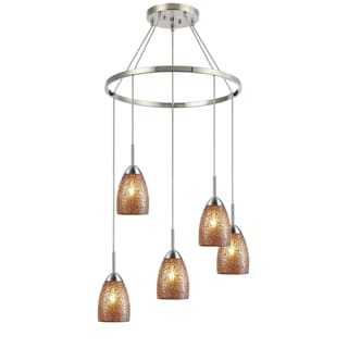 Woodbridge Lighting 13228STN-M20 Venezia 5-light Pendant Chandelier (Mosaic Amber) - Chandeliers For Bedrooms by Overstock.com