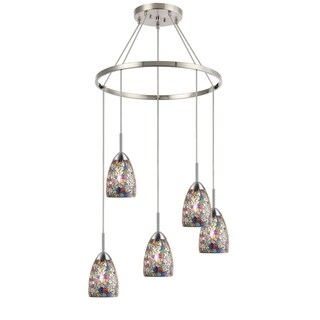 Woodbridge Lighting 13228STN-M20 Venezia 5-light Pendant Chandelier (Mosaic Multi-colored) - Chandeliers For Bedrooms by Overstock.com