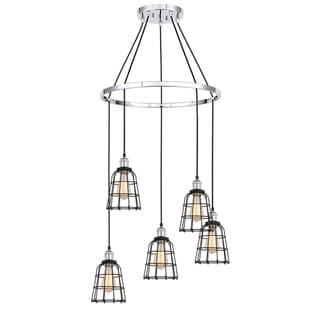 Woodbridge Lighting 18328SCWL-SW106BK Fulton 5-light Wire Cage Pendant Chandelier w/ ST64 Bulb (Chrome) - Chandeliers For Bedrooms by Overstock.com