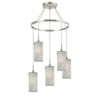 Woodbridge Lighting 13428STN-M10 Tube 5-light Pendant Chandelier (Mosaic White) - Chandeliers For Bedrooms by Overstock.com