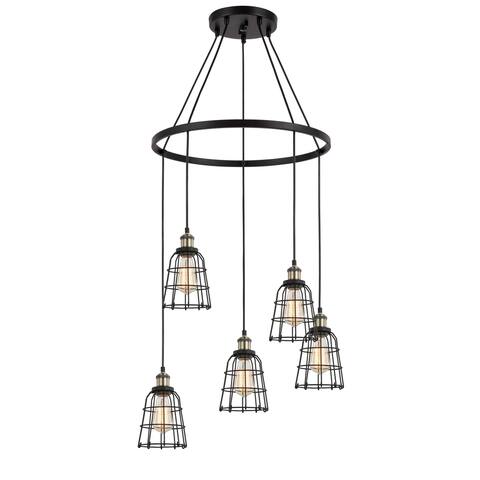 Woodbridge Lighting Fulton 5-light Wire Cage Pendant Chandelier w/ ST64 Bulb