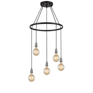 Woodbridge Lighting 18328Z-G125 Fulton Pendant Chandelier w/ G125 Bulb (Painted Grey/ Bronze) - Chandeliers For Bedrooms by Overstock.com
