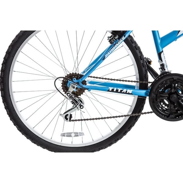 TITAN Pathfinder Women's Mountain Bike, 17-Inch Frame, 21-Speed, Front Shock, Baby Blue