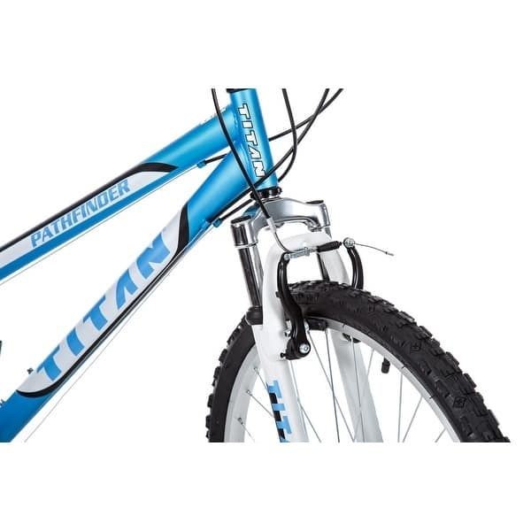 TITAN Pathfinder Women's Mountain Bike, 17-Inch Frame, 21-Speed, Front Shock, Baby Blue