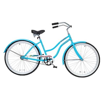 TITAN Docksider Women's Single Speed Beach Cruiser Bicycle with Chrome Fenders and Large Saddle, Baby Blue