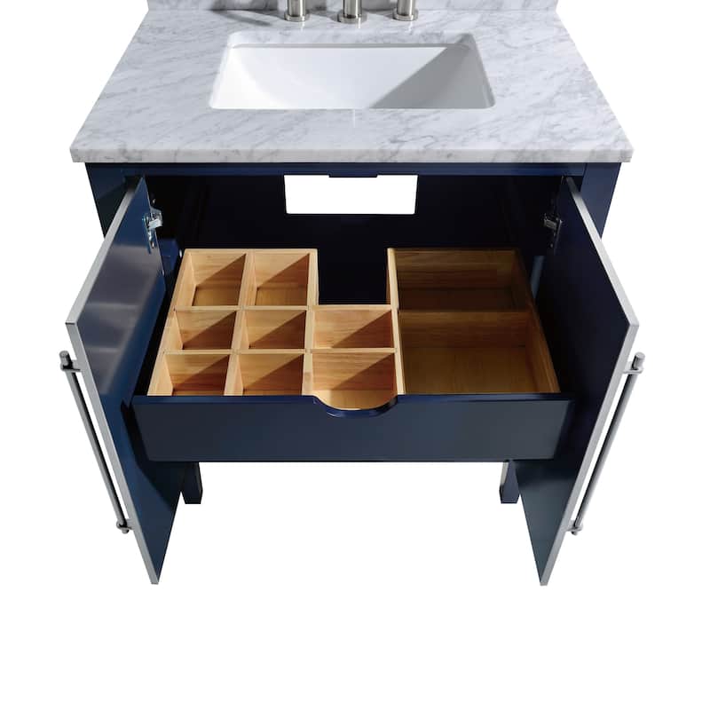 Avanity Mason 31 in. Single Sink Bathroom Vanity Set in Navy Blue with Silver Trim