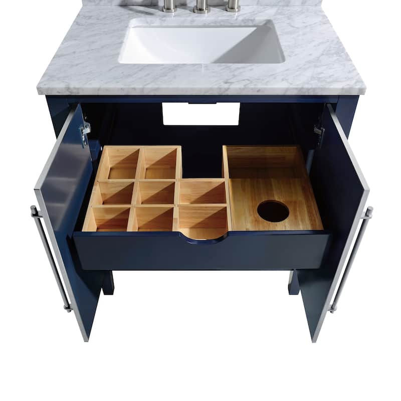 Avanity Mason 31 in. Single Sink Bathroom Vanity Set in Navy Blue with Silver Trim
