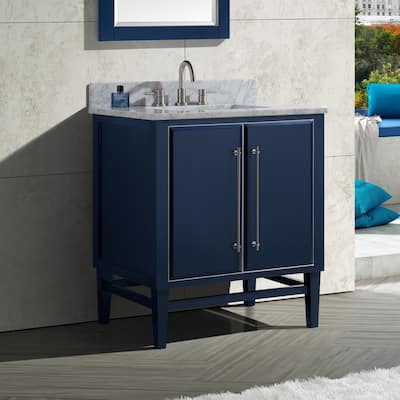 Avanity Mason 31 in. Single Sink Bathroom Vanity Set in Navy Blue with Silver Trim