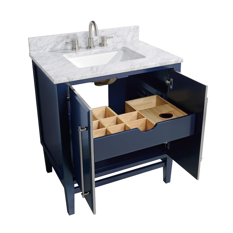 Avanity Mason 31 in. Single Sink Bathroom Vanity Set in Navy Blue with Silver Trim