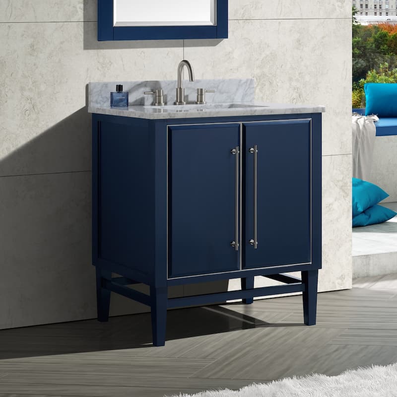 Avanity Mason 31 in. Single Sink Bathroom Vanity Set in Navy Blue with Silver Trim