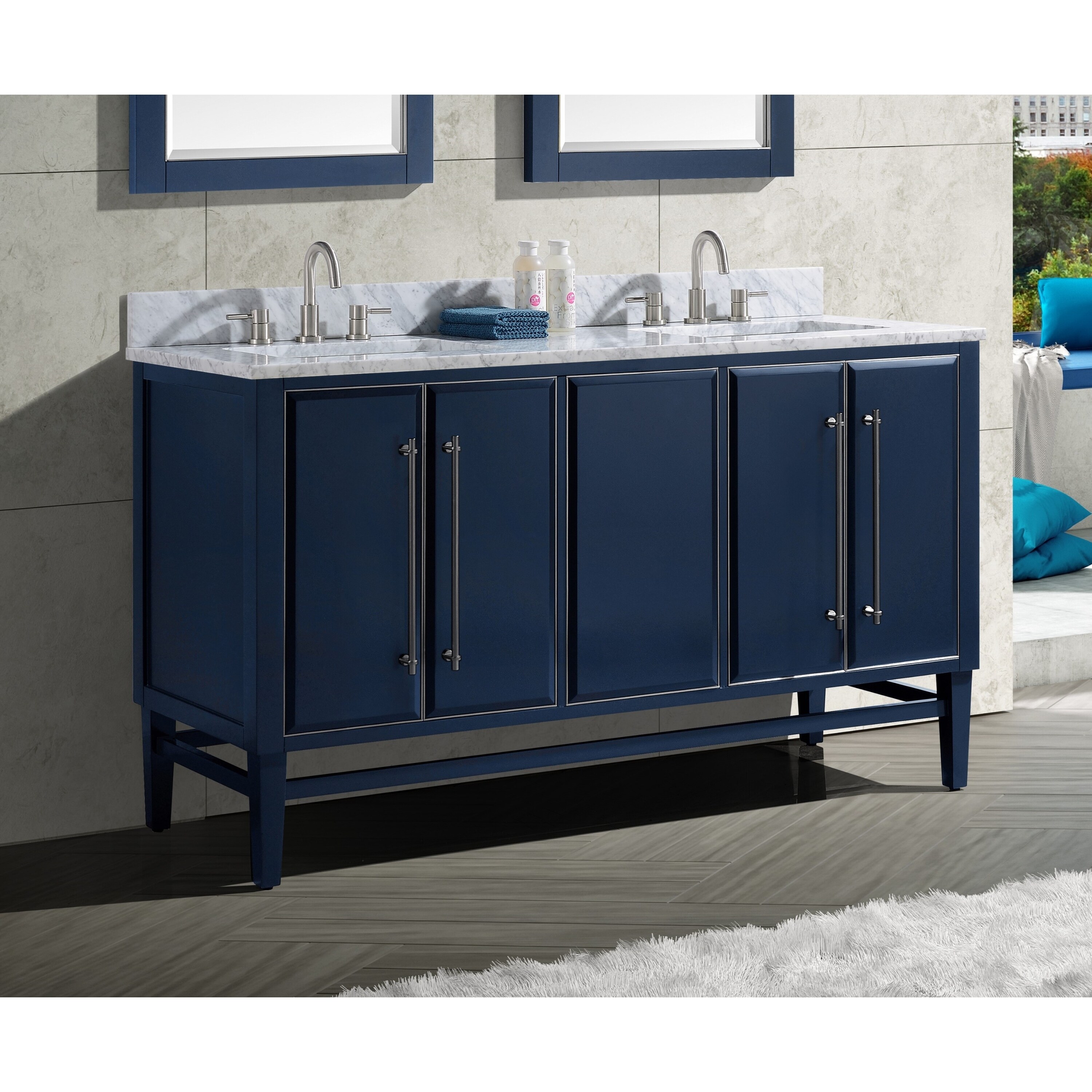 Shop Avanity Mason 61 In Double Sink Bathroom Vanity Set In Navy