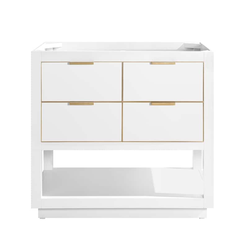 Avanity Allie 36 in. Single Bathroom Vanity Cabinet Only in White - White with Matte Gold Trim